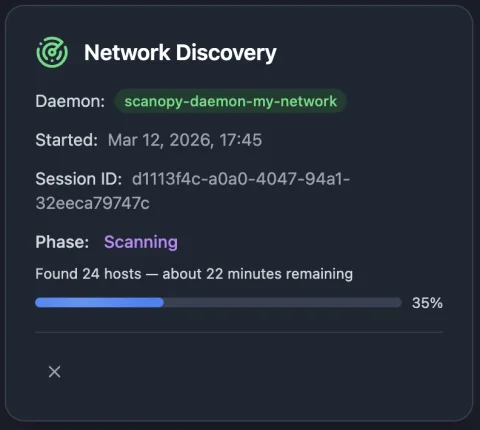 Scanopy network scan in progress